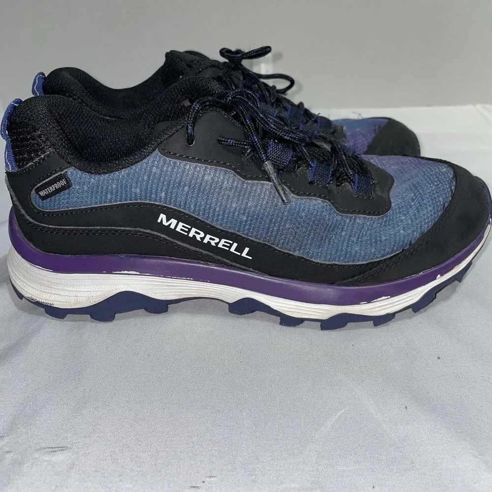 Merrell Moab Speed Shoes Youth Size 5‎ Blue Black Athletic Hiking Sneakers